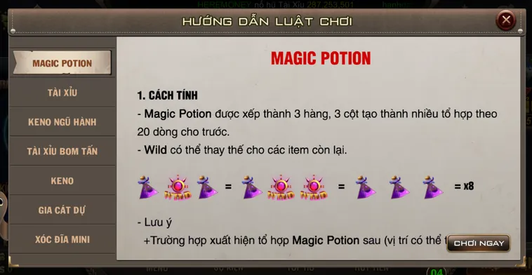 Minigame Magic Potion Tại B52 Club Lọ Nước Thần Kỳ Càn Quét Quỹ Thưởng Jackpot