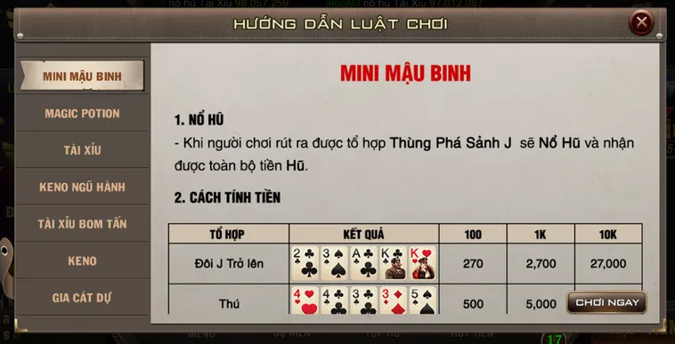 Khám Phá Đẳng Cấp Đấu Trí Cực Nhanh Cùng Minigame Mini Mậu Binh Tại B52 Club