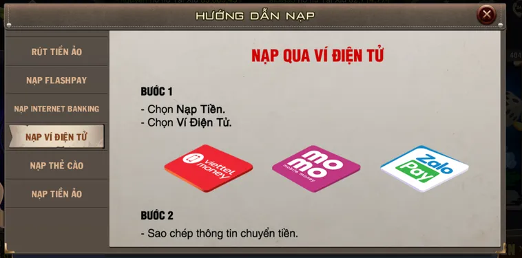 Khám Phá Quy Trình Nạp Tiền B52 qua ví điện tử nhanh chóng tiện lợi an toàn.